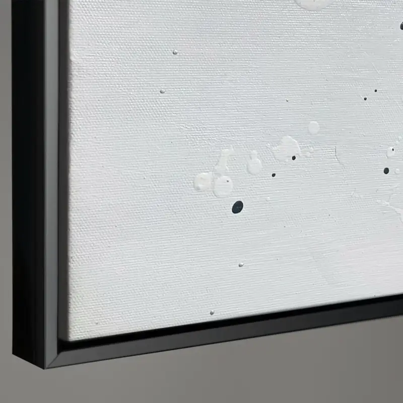 Abstract canvas schilderij met lijst "Energie van Lijnen" – Monochrome kunst met goud - 120x80 Zwarte lijst / Schwarz Rahmen / Horizontal Solde