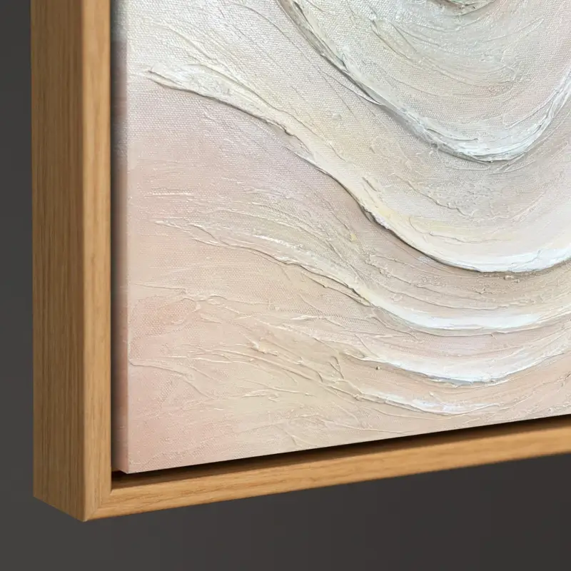 Abstract Golvend Schilderij op Canvas – Handgeschilderde Moderne Wandkunst - 120x80 frame met houtlook Certifié