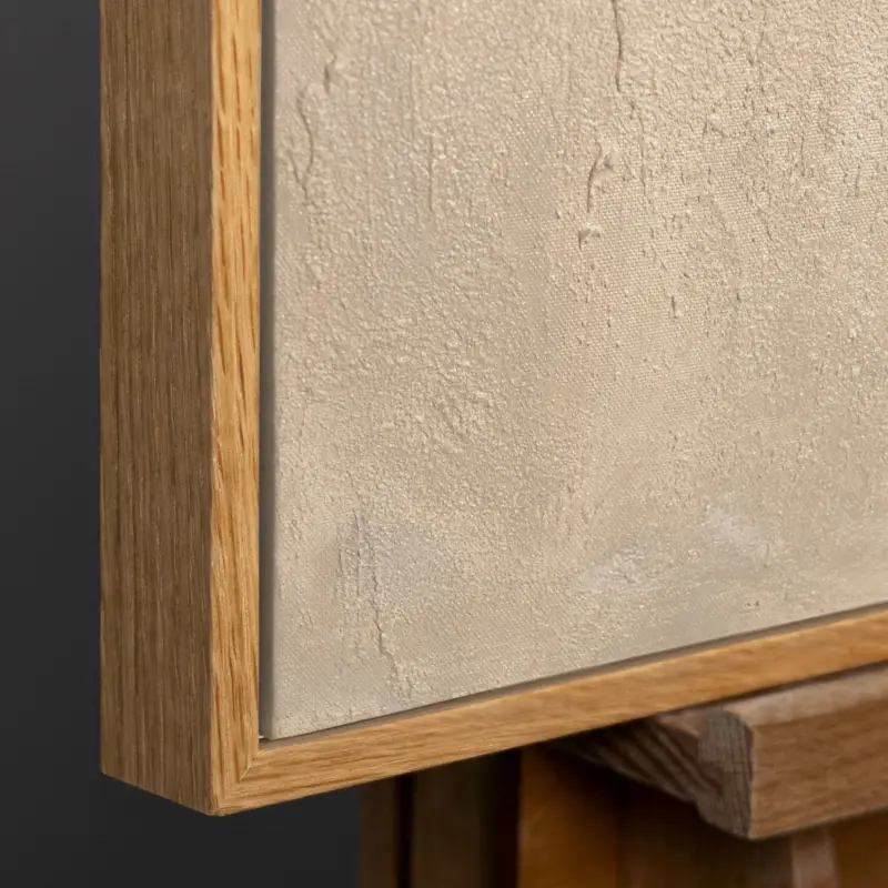 Top Vente Minimalistische Abstracte Wandkunst met Reliëf – Handgeschilderd Canvas voor Rustige Interieurs - 120x80 Natur Holz Rahmen