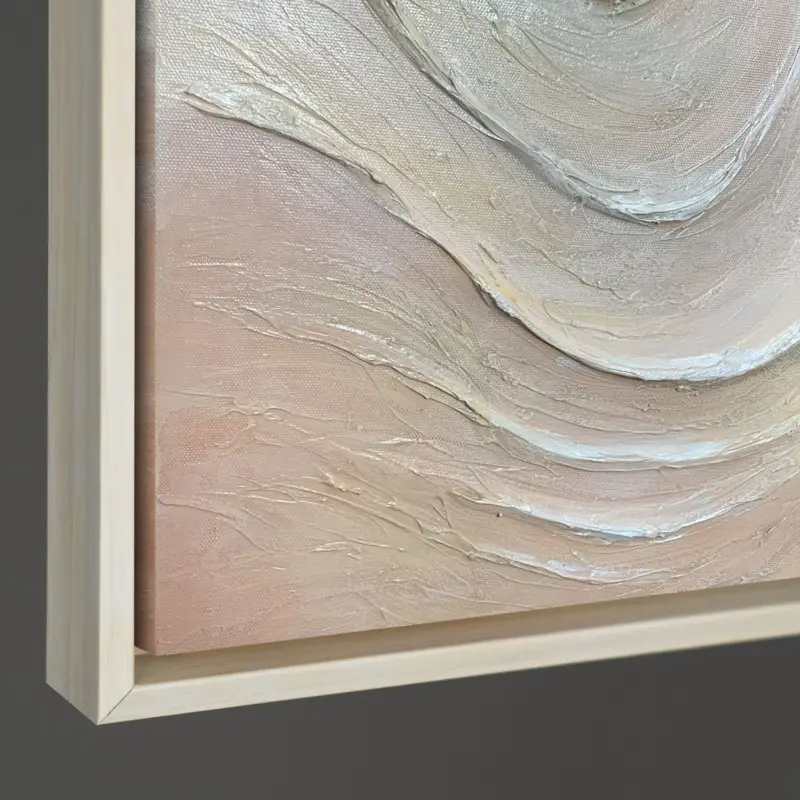 Abstract Golvend Schilderij op Canvas – Handgeschilderde Moderne Wandkunst - 120x80 Beige lijst Nouvel Arrivage