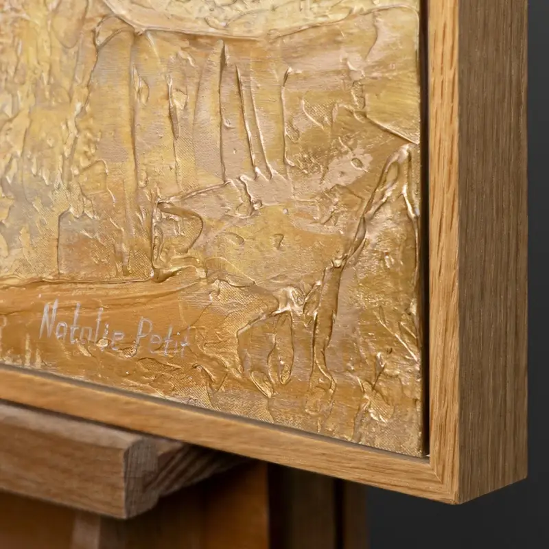 Vente Directe Acryl Schilderij Abstract Modern "Esthetiek" voor de Woonkamer - 120x60 Natur Holz Rahmen