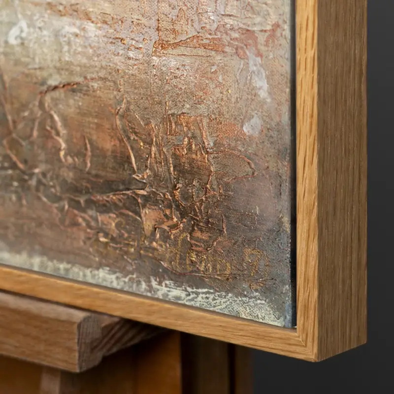 Vente Flash Handgeschilderd Acryl Schilderij "Gouden Boom" op Canvas - 100x50 Natur Holz Rahmen