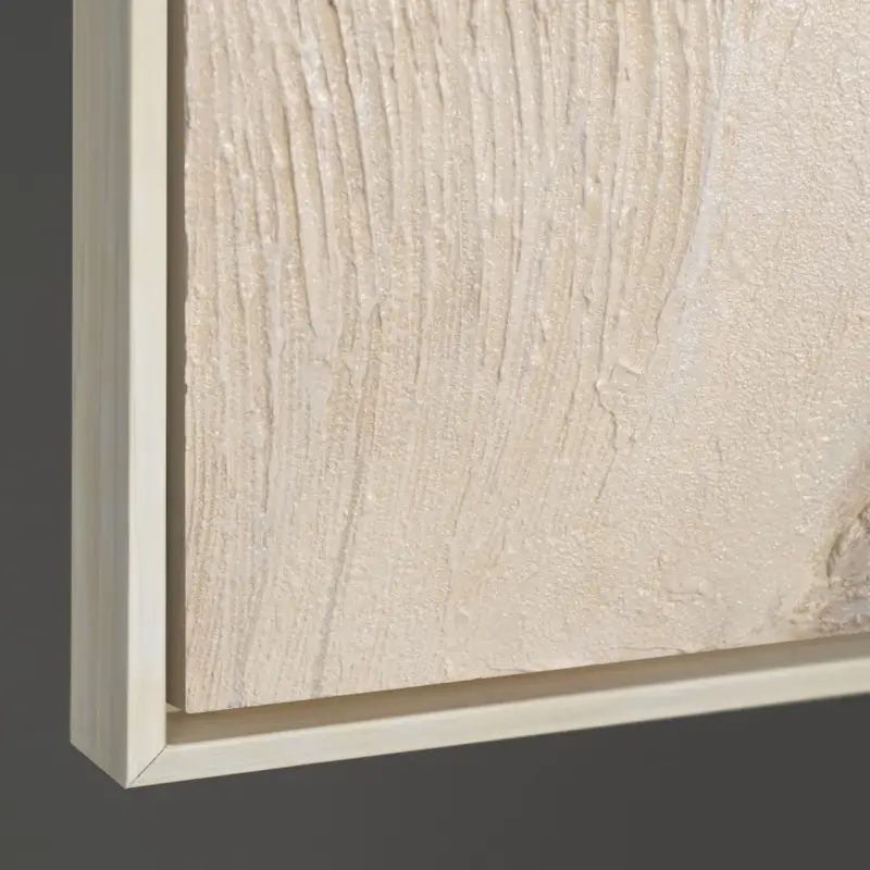 Vente Flash Handgeschilderd acryl schilderij "Sporen van de tijd" – Wanddecoratie voor woonkamer - 140x100 Beige lijst