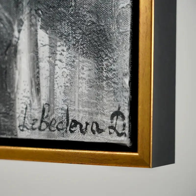 Wanddecoratie voor woonkamer "Filmstrook" Zwart-wit schilderij met lijst - 100x50 / Schwarz-goldener Rahmen Offre Du Jour