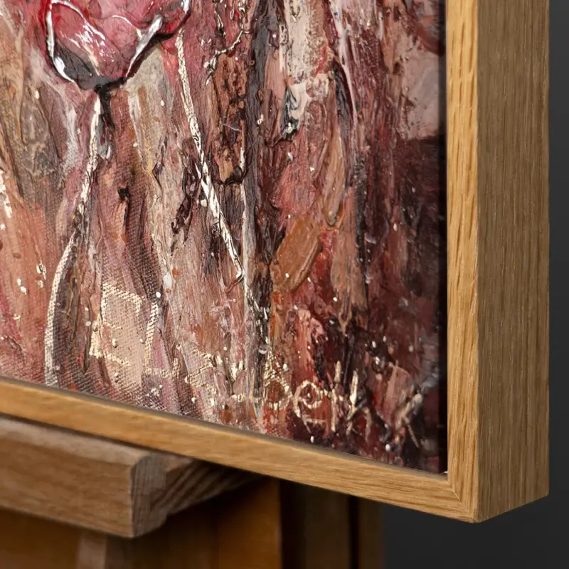 Vente Flash Bloemen acryl schilderijen op canvas "Klaproos" - 200x100 Natur Holz Rahmen