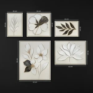Zwart Goud Bloem Schilderij Set (3–9 stuks) – Handgeschilderde 3D Wanddecoratie | YS Art - 5 Bilder Produit De Marque