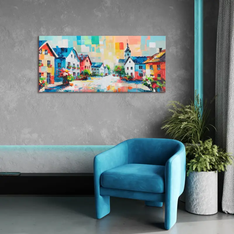 Vente Directe Schilderij op canvas "Bright Streets" – Abstracte muurschildering in de woonkamer 115×50cm