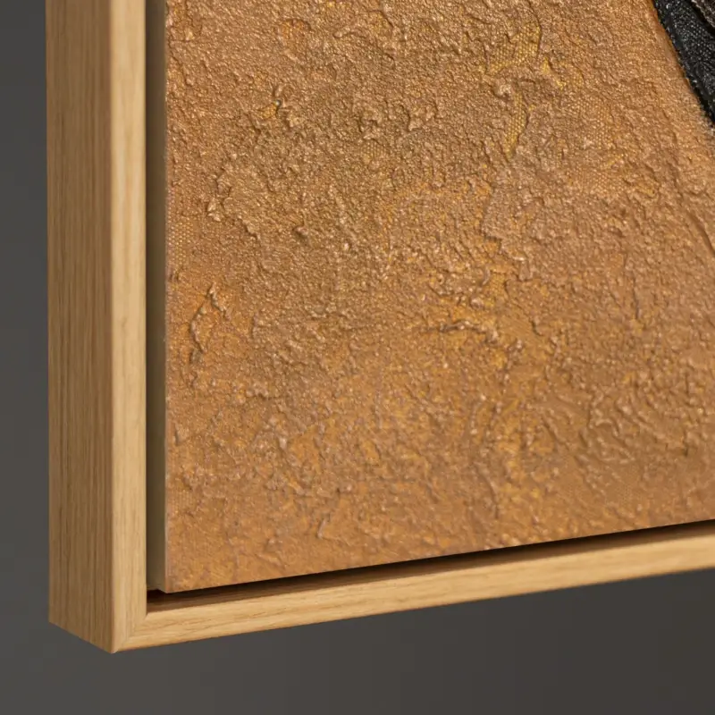 Abstract Geometrisch Schilderij in Aardetinten – Handgeschilderd op Canvas - 140x100 frame met houtlook Haute Qualité