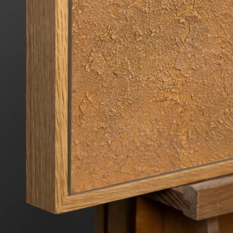 Vente Flash Abstract Geometrisch Schilderij in Aardetinten – Handgeschilderd op Canvas - 120x80 Natur Holz Rahmen