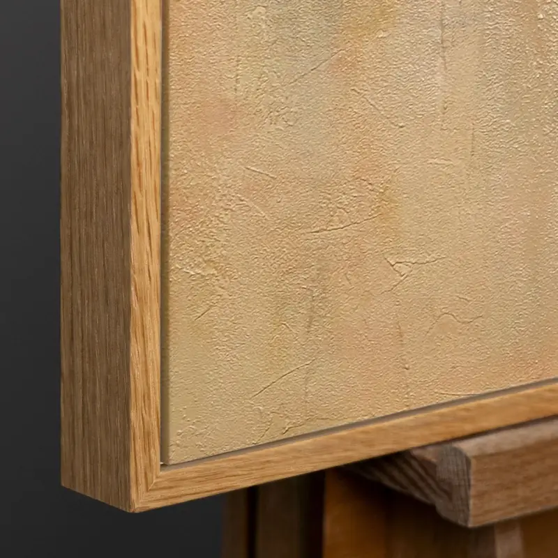 Abstract Geometrisch Schilderij op Canvas – Handgeschilderde Moderne Wandkunst - 140x100 Natur Holz Rahmen Dernière Chance