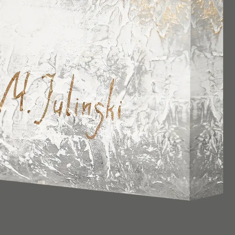 Vente Flash Handgeschilderd acrylschilderij "Gouden Strik" – Abstracte kunst voor uw woonkamer - 160x80