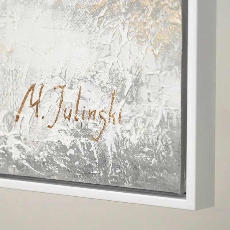 Usine Directe Handgeschilderd acrylschilderij "Gouden Strik" – Abstracte kunst voor uw woonkamer - met frame 120x60