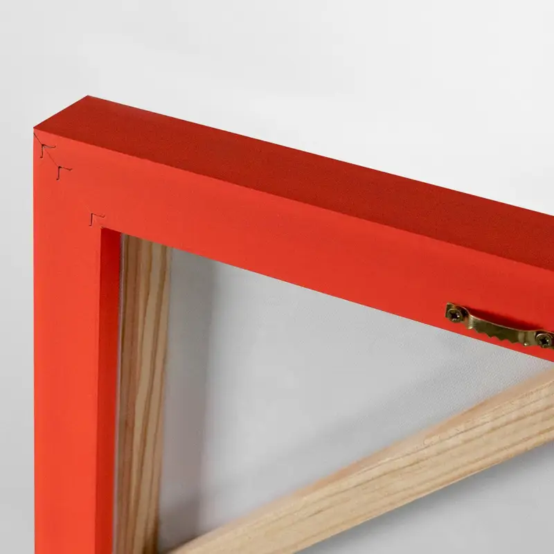 Handgeschilderde acryl schilderijen op canvas met lijst "Game of Geometry" - 140/100 / Rood kader Expédié Aujourd’hui