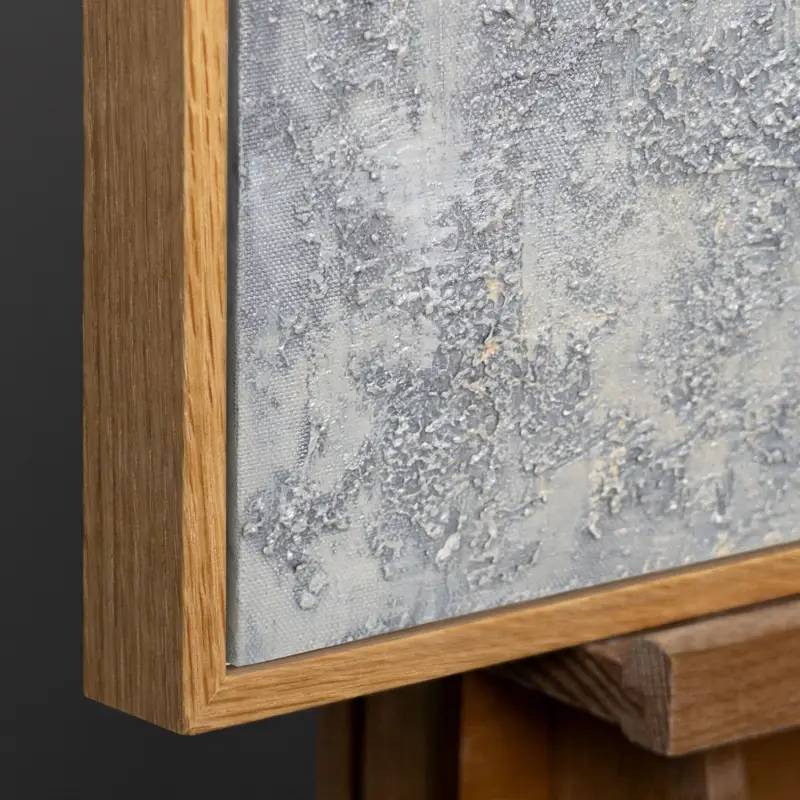 Zwart Wit Abstract Schilderij Op Canvas – Minimalistische Wandkunst - 120x80 Natur Holz Rahmen Commande En Gros