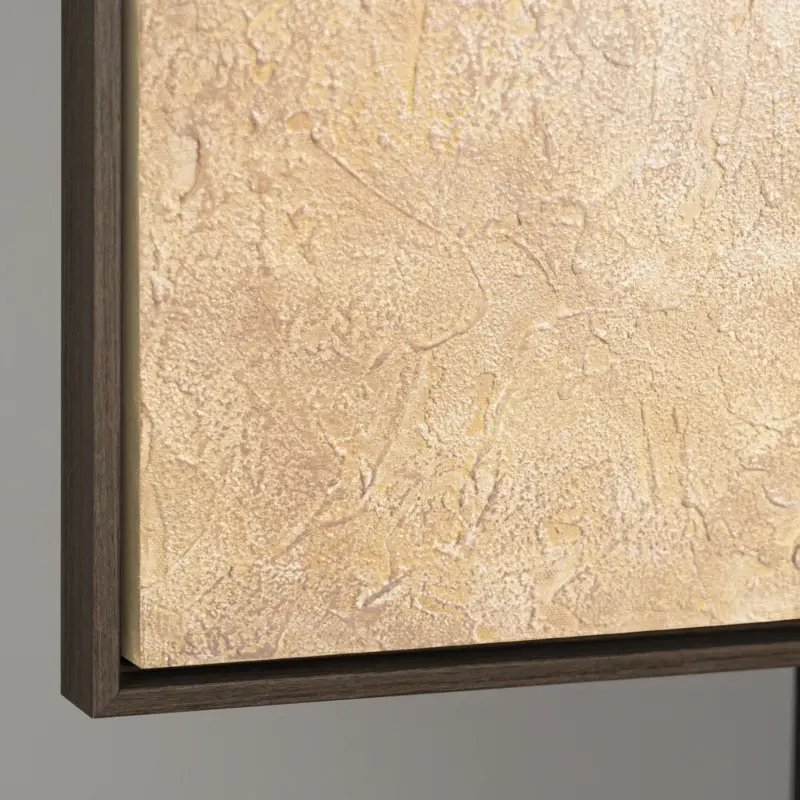 Abstract Bloemenschilderij In Lijst – Handgeschilderd Canvas Met Paardenbloem Motief - 140x100 Grijs Frame Offre Limitée