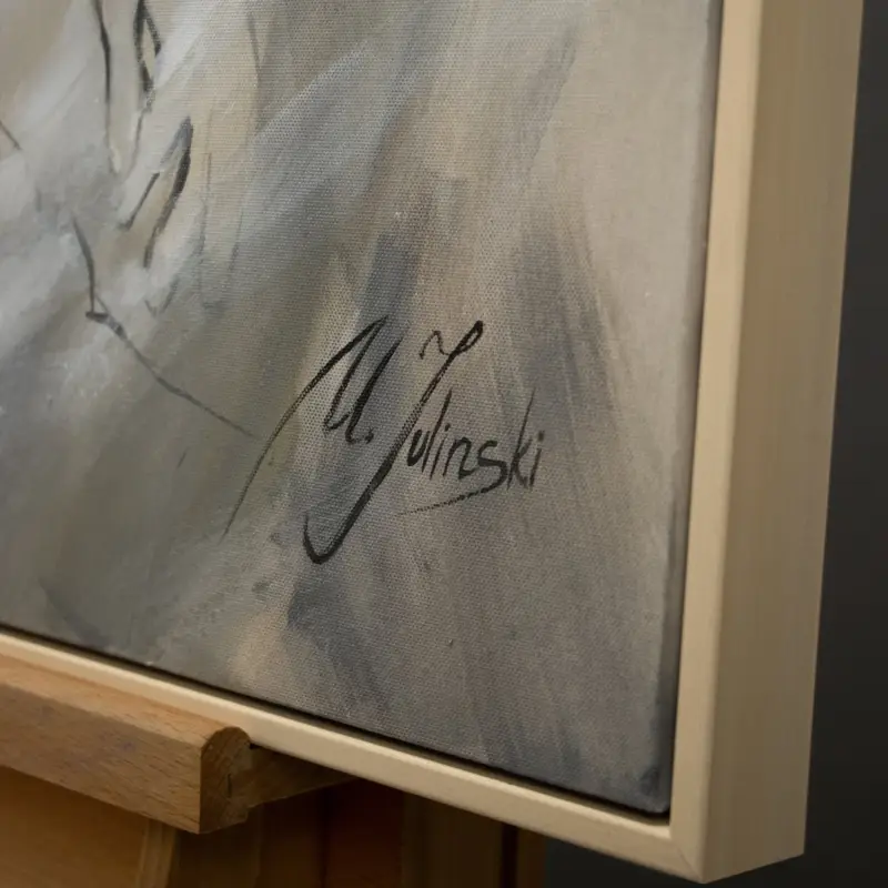 Woonkamer schilderijen met lijst “Rotterdam” - 120x80 Holzoptik Rahmen / Mit Schattenfugenrahmen Solde