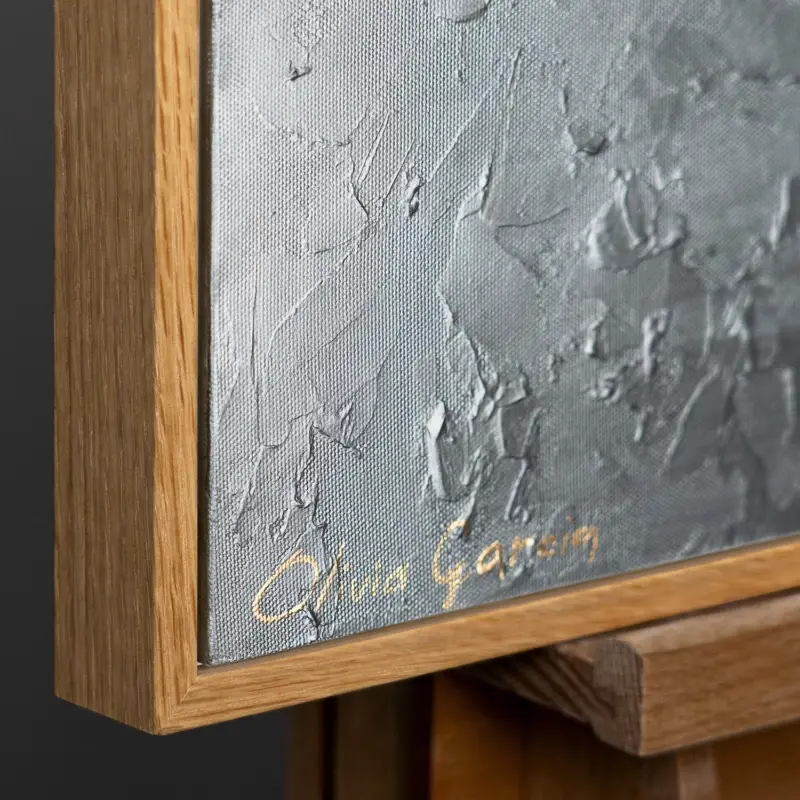 Vente Directe Handgeschilderd acryl schilderij van een vis met lijst "Magic Fish" Textuur wanddecoratie - 180x120 mit Natur Holz Rahmen