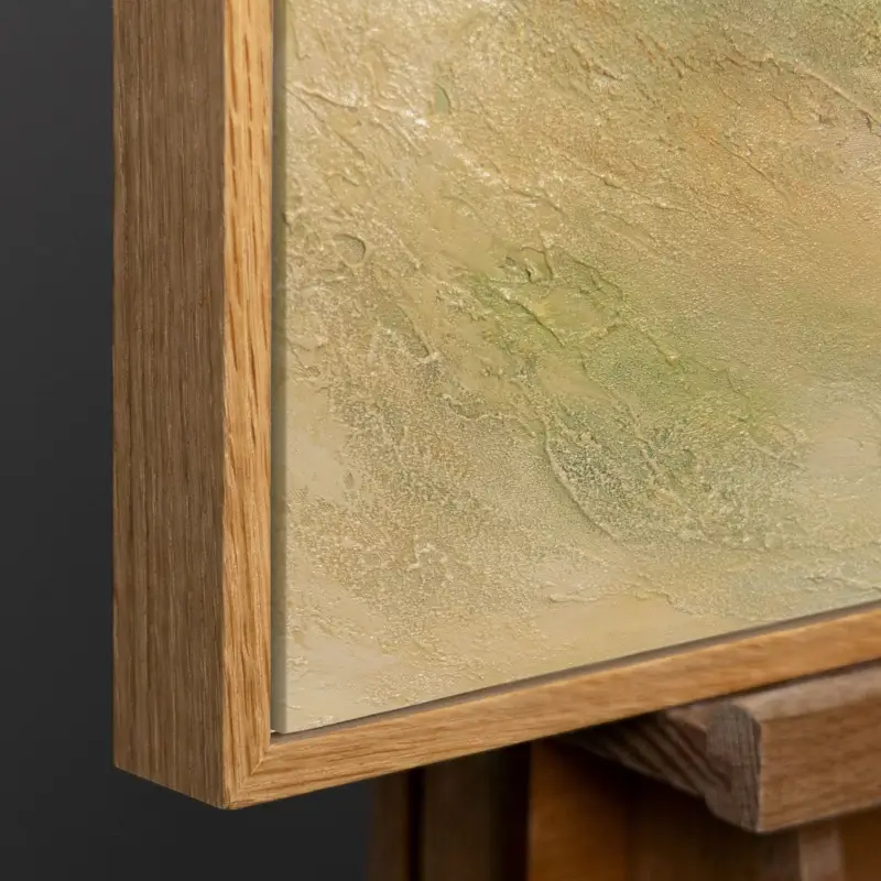 Usine Directe Abstract Landschap Met Lijst – Handgeschilderd Canvas Met Rode Boom - 140x100 Natur Holz Rahmen