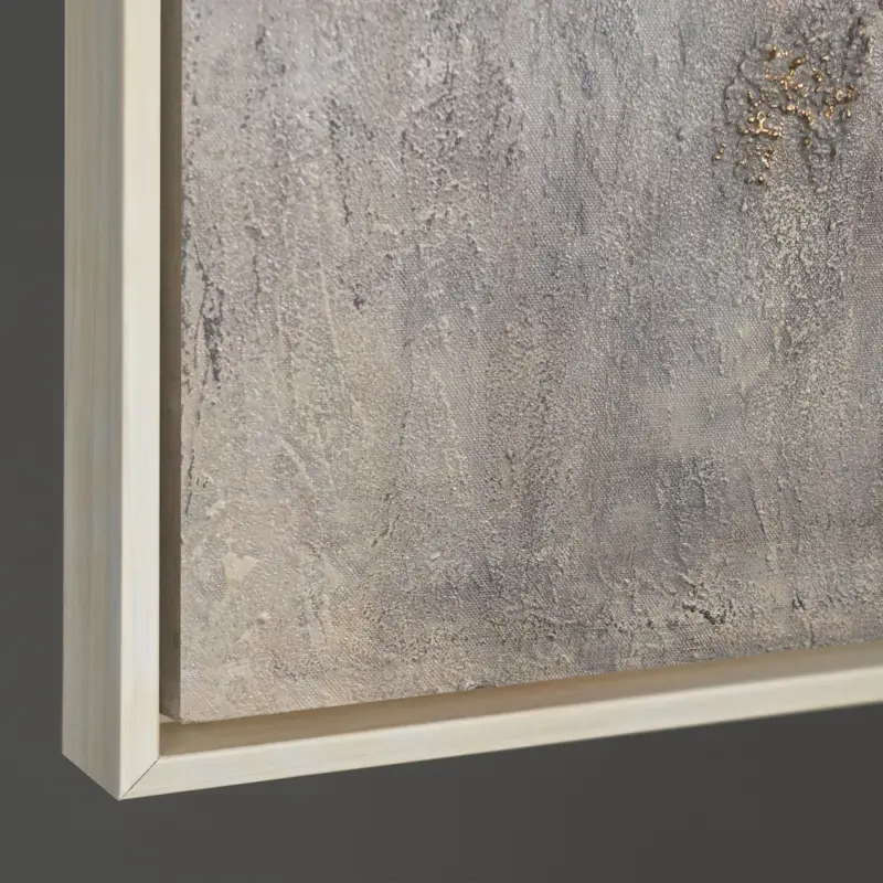 Abstract Figuratief Schilderij In Lijst – Handgeschilderd Canvas Met Gouden Silhouet - 120x80 Beige lijst Nouvel Arrivage