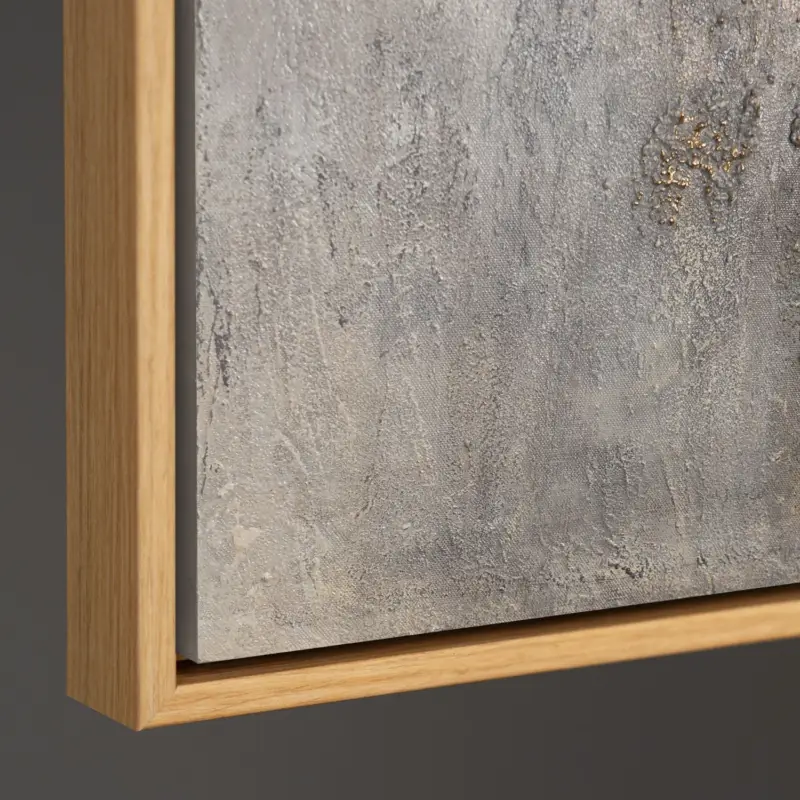 Abstract Figuratief Schilderij In Lijst – Handgeschilderd Canvas Met Gouden Silhouet - 140x100 frame met houtlook Prix Réduit