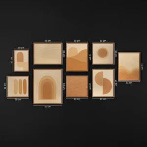 Vente Directe Handgemalte kunst moderne Bilder Bilderwand Set Praxis „Lied der Wüste“ - 9 bilder