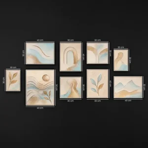 Usine Directe Handgemalte moderne Wandbilder Bilderwand Set für die Praxis „Sanftheit des Augenblicks“ - 9 bilder
