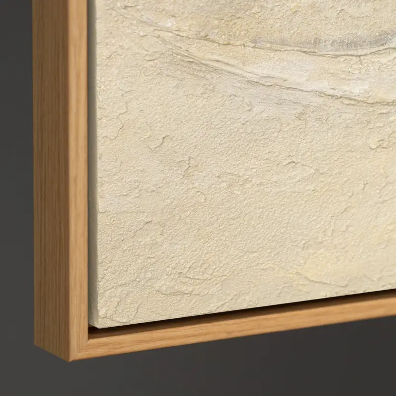 Abstract canvasdoek in natuurlijke kleuren met zachte lijnen, moderne wanddecoratie - 140x100 houten frame Nouvelle Collection