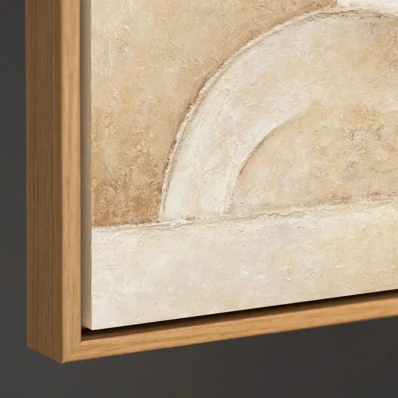 Verticaal Abstract Schilderij op Canvas met Geometrische Vormen - 160x80 cm lijst met houtlook Prix Cassé