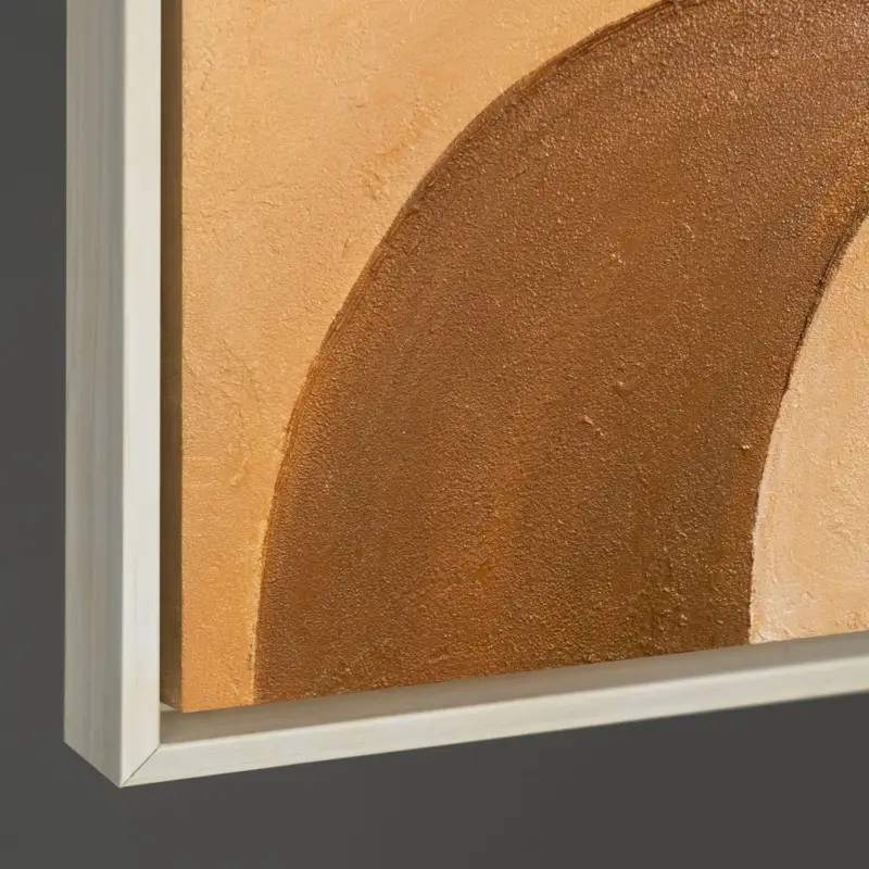 Top Vente Acryl schilderij op canvas met lijst "Kromming van de Horizon" – Moderne wanddecoratie voor de woonkamer - 120x80 Beige lijst