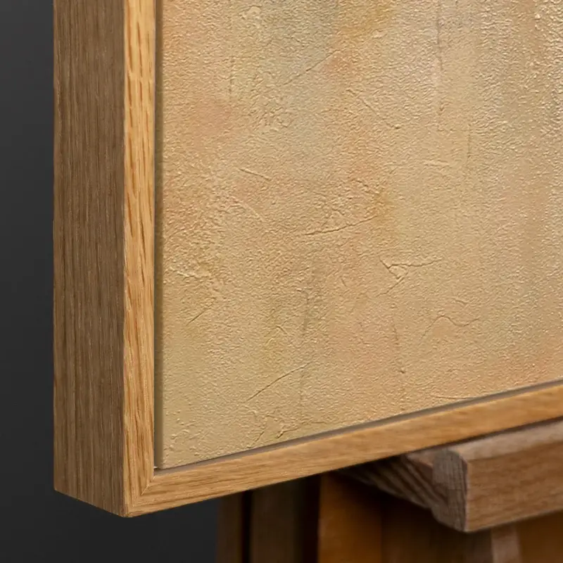 Abstract Geometrische Compositie Op Canvas – Moderne Handgeschilderde Wanddecoratie - 140x100 Natur Holz Rahmen Expédition Rapide