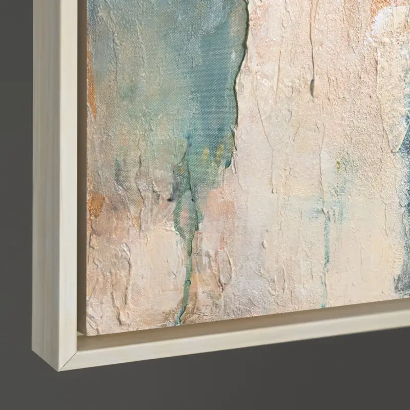 Usine Directe Handgeschilderd abstract schilderij "Warme fluistering" – Acryl schilderij met structuur - 120x80 Beige lijst