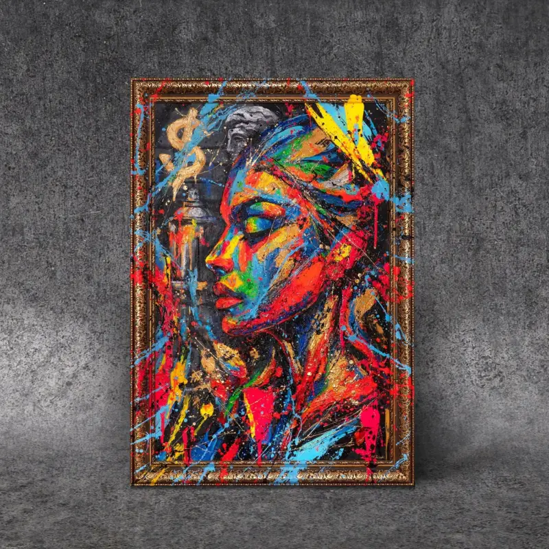 Vente Directe Handgemaltes Acrylbild "Muse der Stadt" – Moderne Wandkunst - 140x100