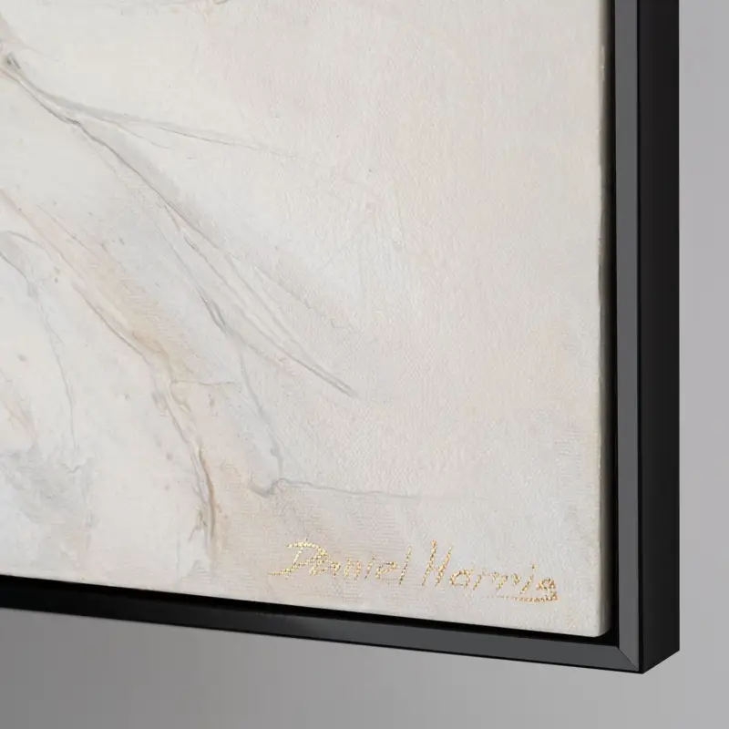 Vente Directe Handgeschilderd acrylschilderij met paarden op canvas – abstracte wanddecoratie "Motion Energy" - 120x60 Zwarte lijst