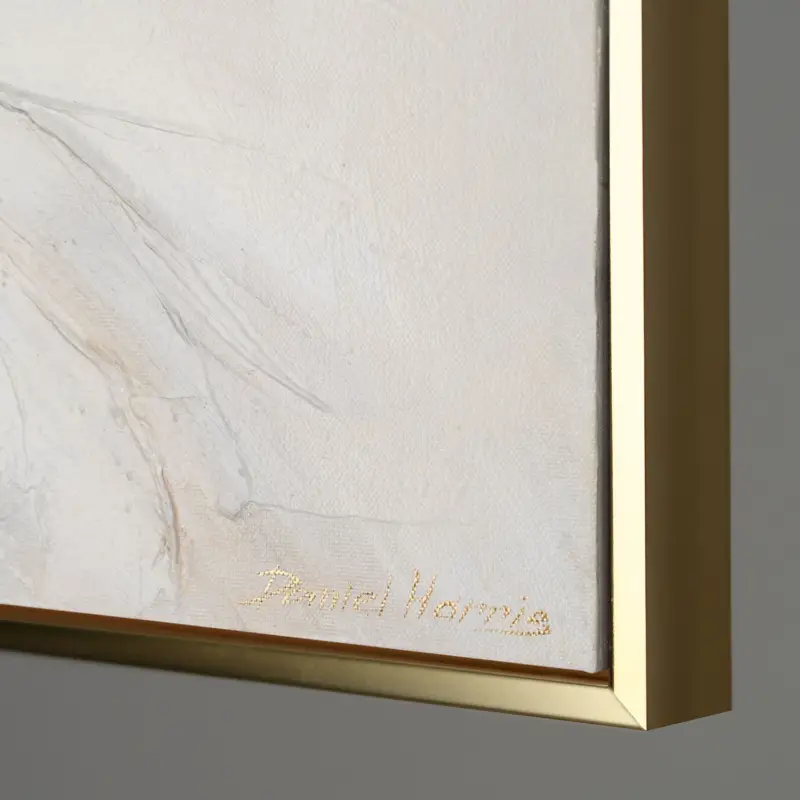 Top Vente Handgeschilderd acrylschilderij met paarden op canvas – abstracte wanddecoratie "Motion Energy" - 200x100 gouden lijst