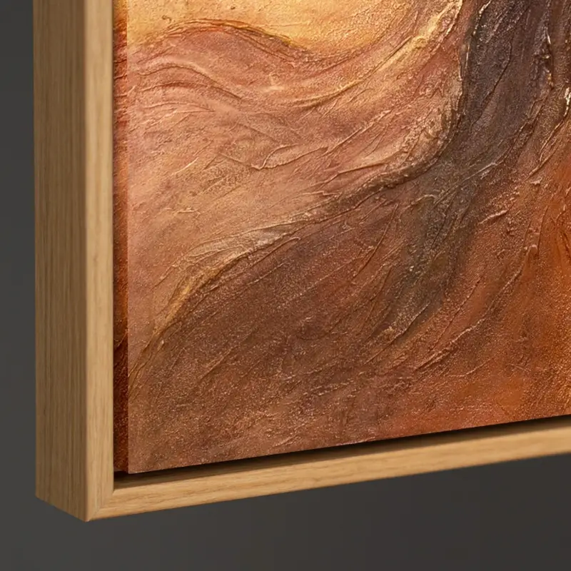 Abstract Aardetinten Schilderij op Canvas – Handgeschilderde Moderne Wandkunst - 120x80 houten frame Promotion