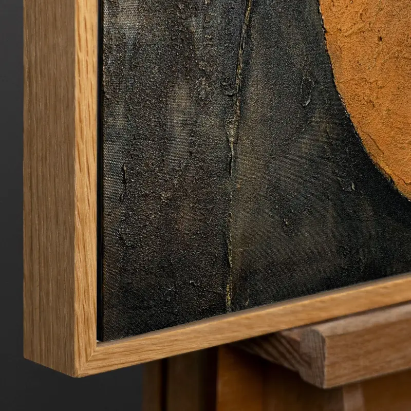 Vente Directe Geometrische wandkunst handgeschilderd - Acryl schilderij „Harmonie van de Bochten” - 140x100 Natur Holz Rahmen