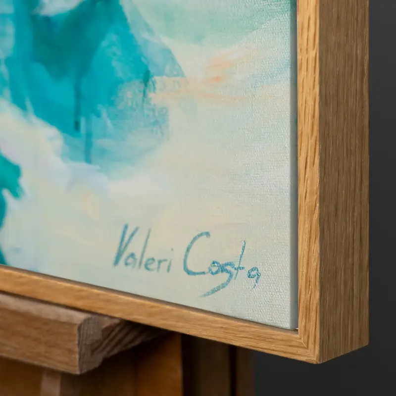 Usine Directe Landschapsschilderijen acryl - wandschilderij moderne woonkamer Bloemenabstractie - 180x120 mit Natur Holz Rahmen