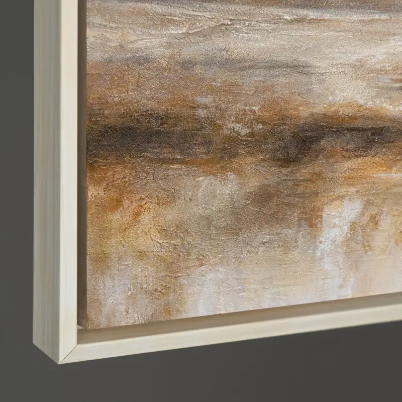 Top Vente Modern Landschap Canvas Schilderij – Luxe Handgeschilderde Wanddecoratie In Beige En Grijs - 140x100 Beige lijst