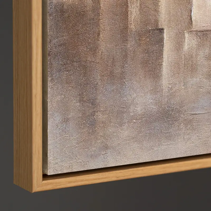 Abstract Beige Schilderij op Canvas – Handgeschilderde Moderne Wandkunst - 140x100 houten frame Quantité Limitée