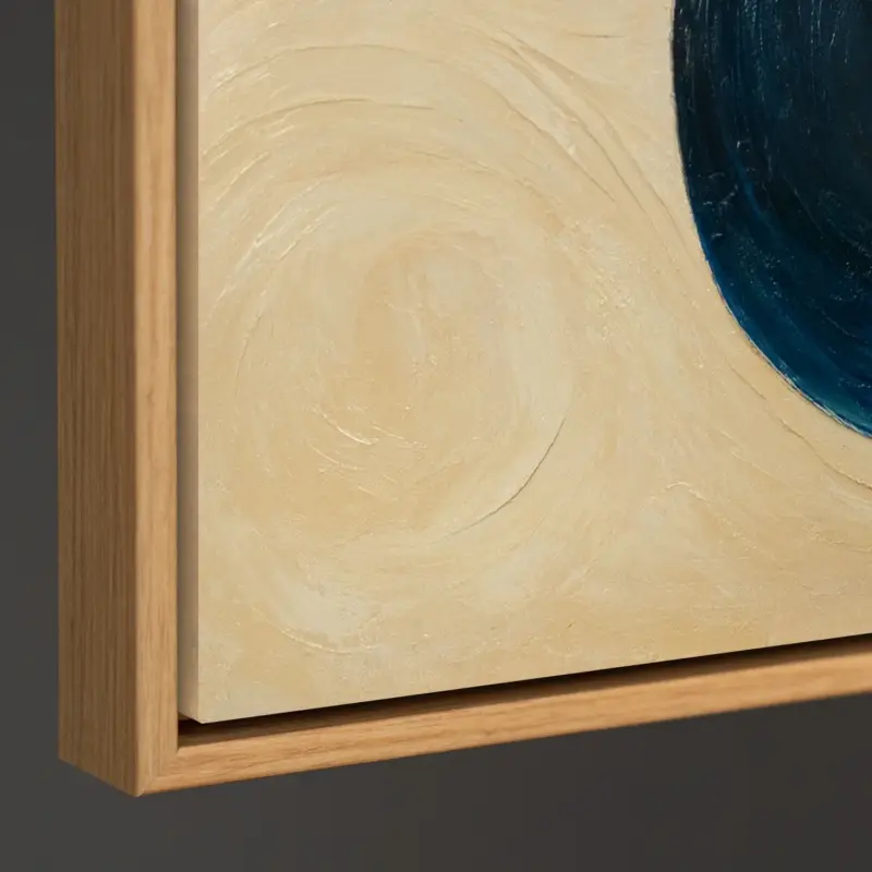 Abstract Geometrisch Schilderij op Canvas – Handgeschilderde Moderne Wandkunst - 120x80 frame met houtlook Paiement Sécurisé