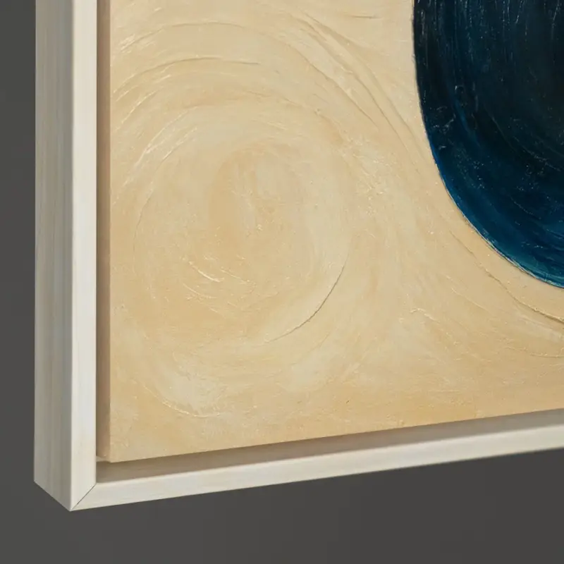 Abstract Geometrisch Schilderij op Canvas – Handgeschilderde Moderne Wandkunst - 120x80 Beige lijst Offre Spéciale