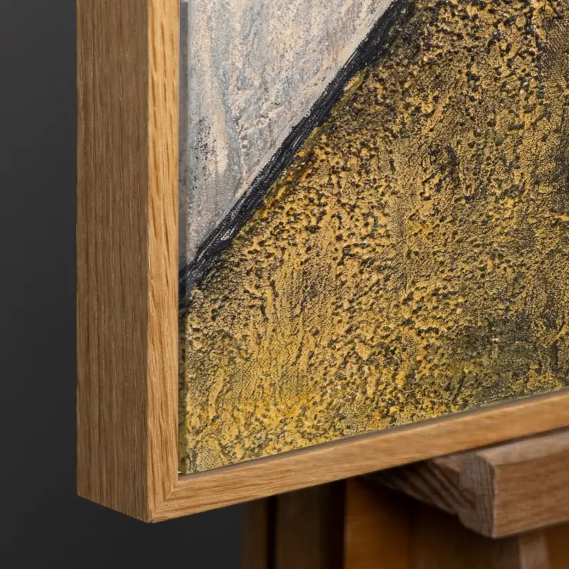 Abstract geometrisch reliëf schilderij met aardetinten – handgeschilderde wandkunst - 120x80 Natur Holz Rahmen Jusqu’à Épuisement Des Stocks