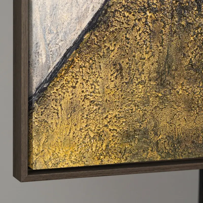 Abstract geometrisch reliëf schilderij met aardetinten – handgeschilderde wandkunst - 140x100 Grijze lijst Paiement Sécurisé