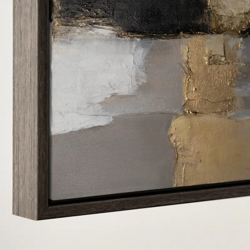 Usine Directe Moderne kunst "Gouden Fragmenten" met lijst beroemde schilderijen - 120x80 gouden lijst / Grau Rahmen / Horizontal