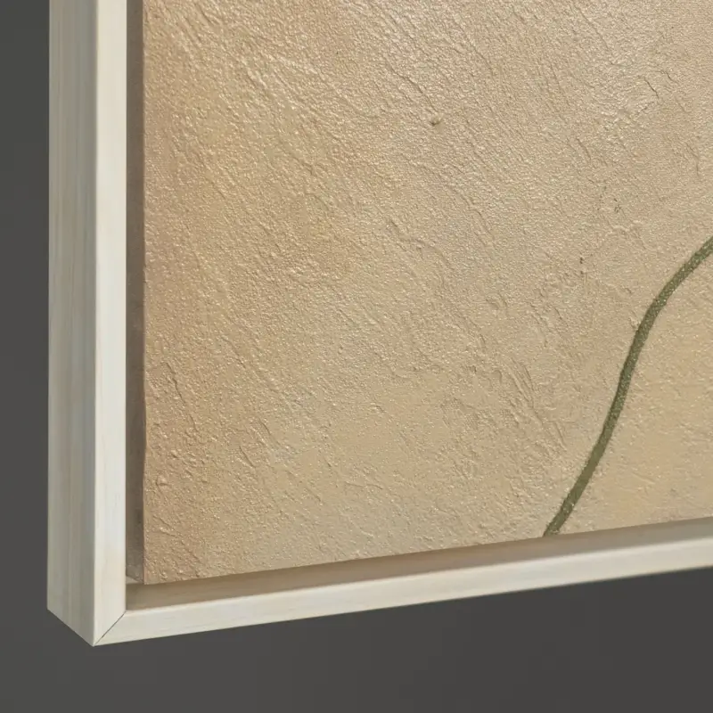 3D Abstracte Wanddecoratie met Reliëf – Handgeschilderd Schilderij | YS Art - 120x80 Beige lijst Nouvel Arrivage