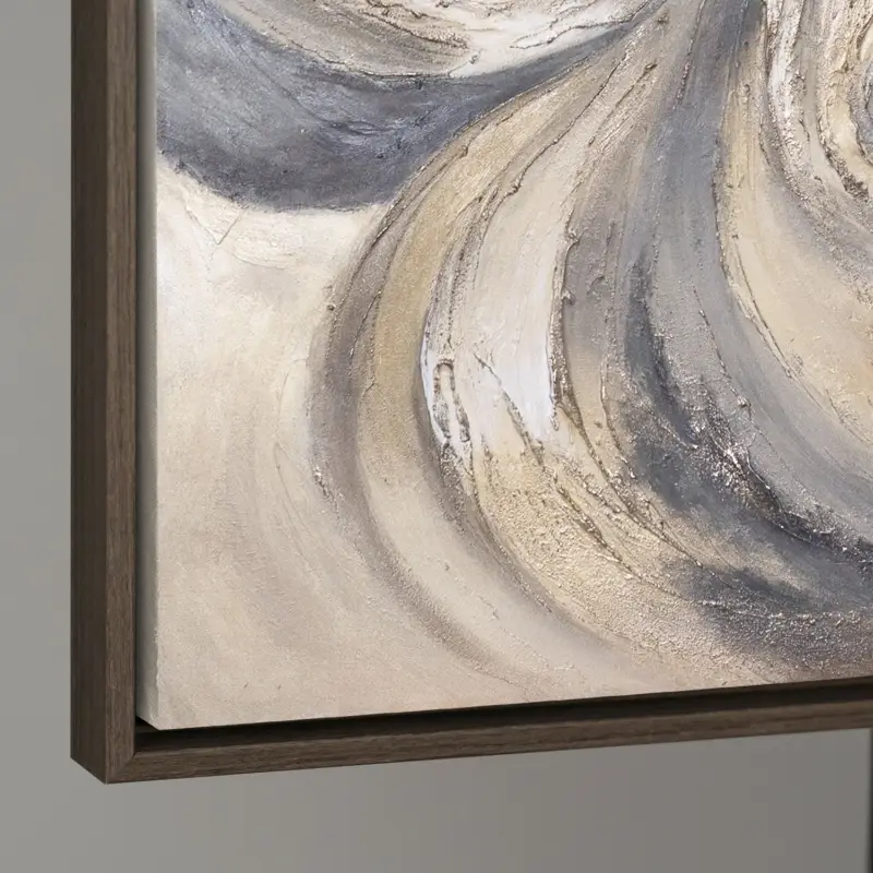 Abstract Grijs-Beige Schilderij op Canvas – Handgeschilderde Moderne Wandkunst - 120x80 Grijze lijst Nouvel Arrivage