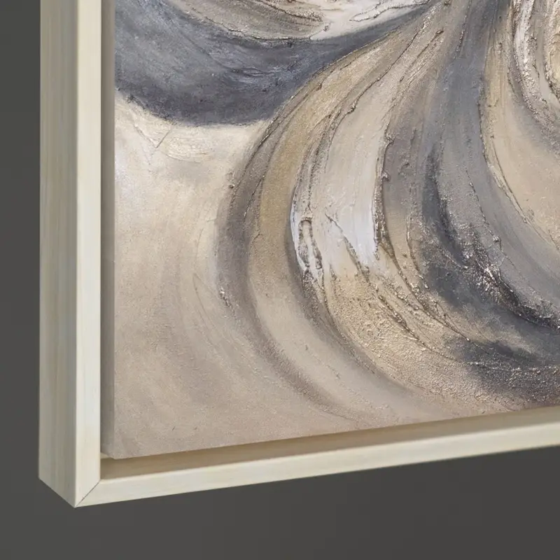 Abstract Grijs-Beige Schilderij op Canvas – Handgeschilderde Moderne Wandkunst - 140x100 Beige lijst Nouvel Arrivage