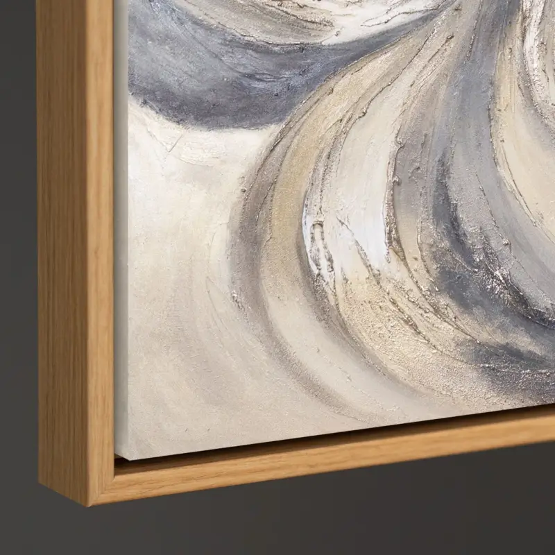 Abstract Grijs-Beige Schilderij op Canvas – Handgeschilderde Moderne Wandkunst - 140x100 houten frame Expédié Aujourd’hui