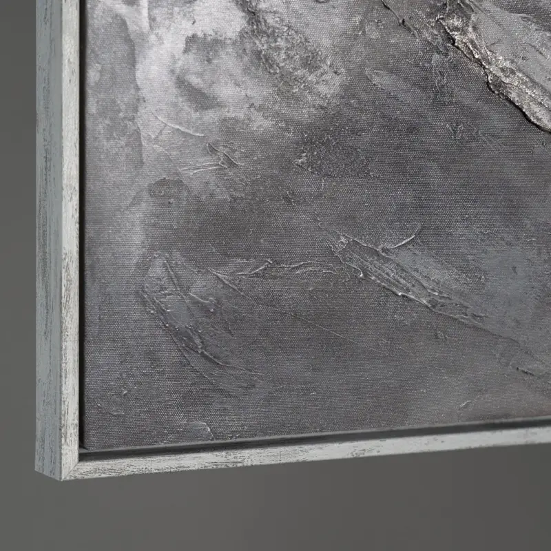 Abstract Grijs Schilderij op Canvas – Handgeschilderde Moderne Wandkunst - 140x100 Antiek grijze lijst Livraison Express