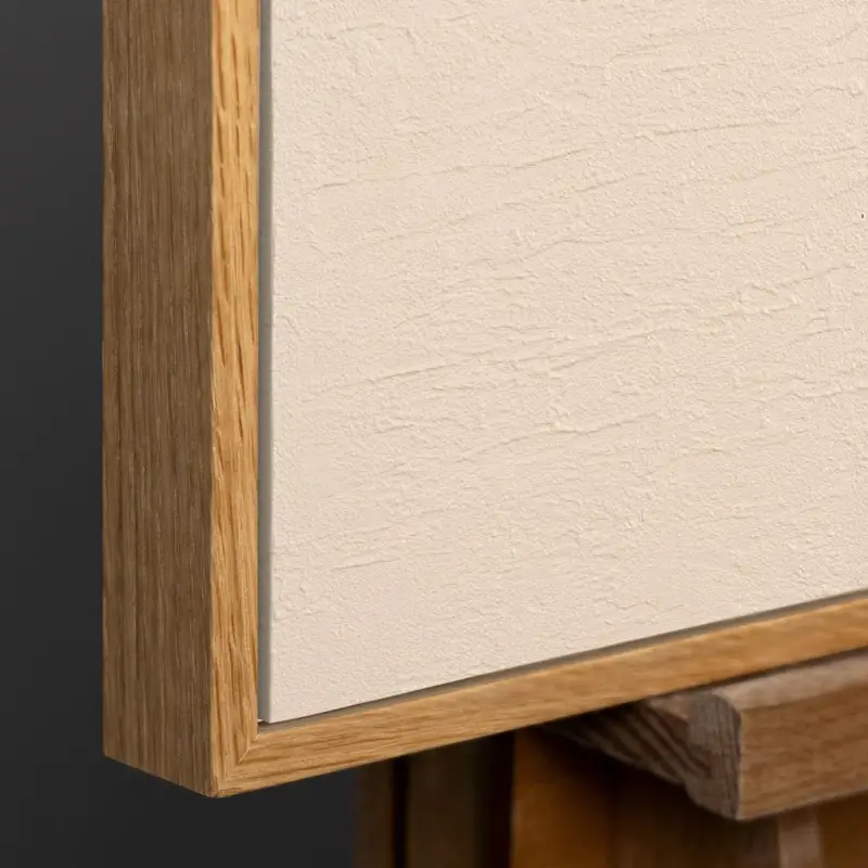 Abstract geometrisch reliëf schilderij met cirkels in warme aardetinten - 140x100 Natur Holz Rahmen Petit Prix